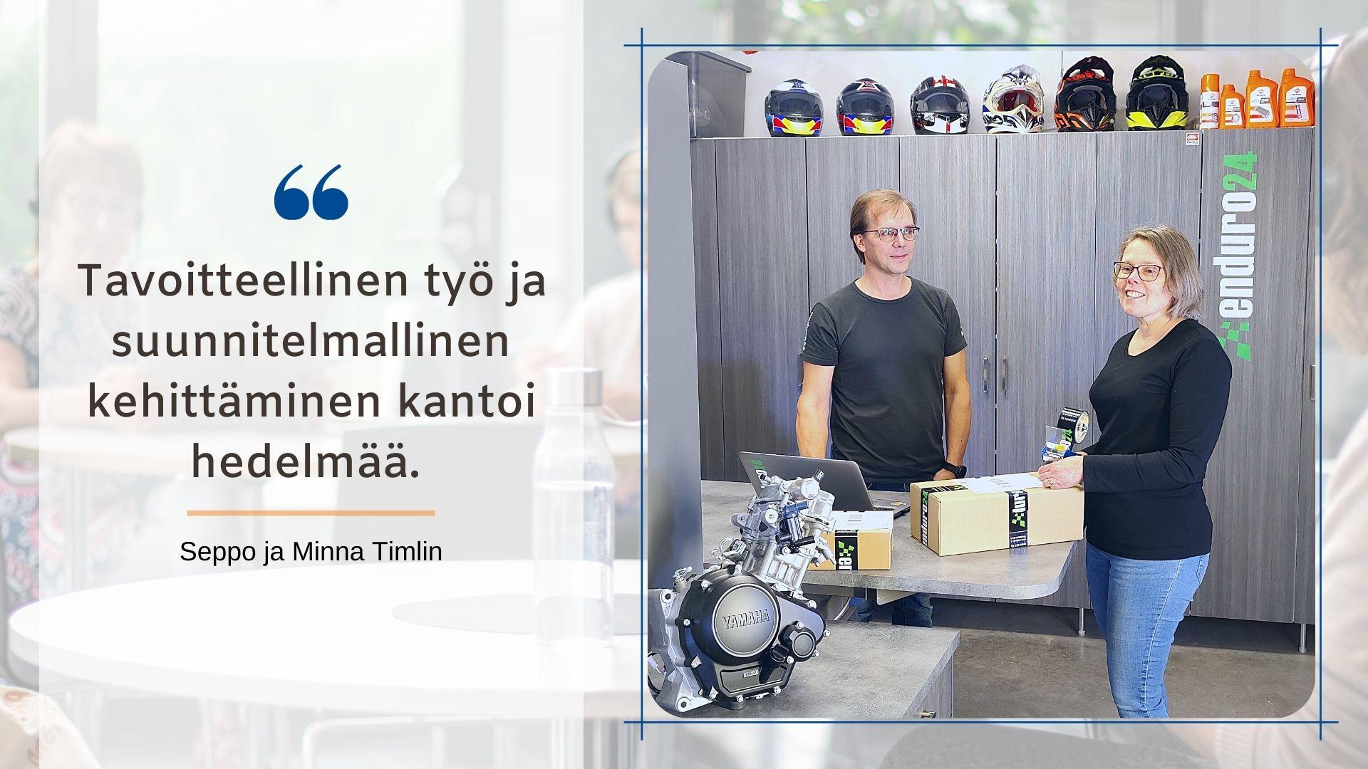 Minna ja Seppo Timlin opiskelivat Yrittäjäkoulutuksessa.