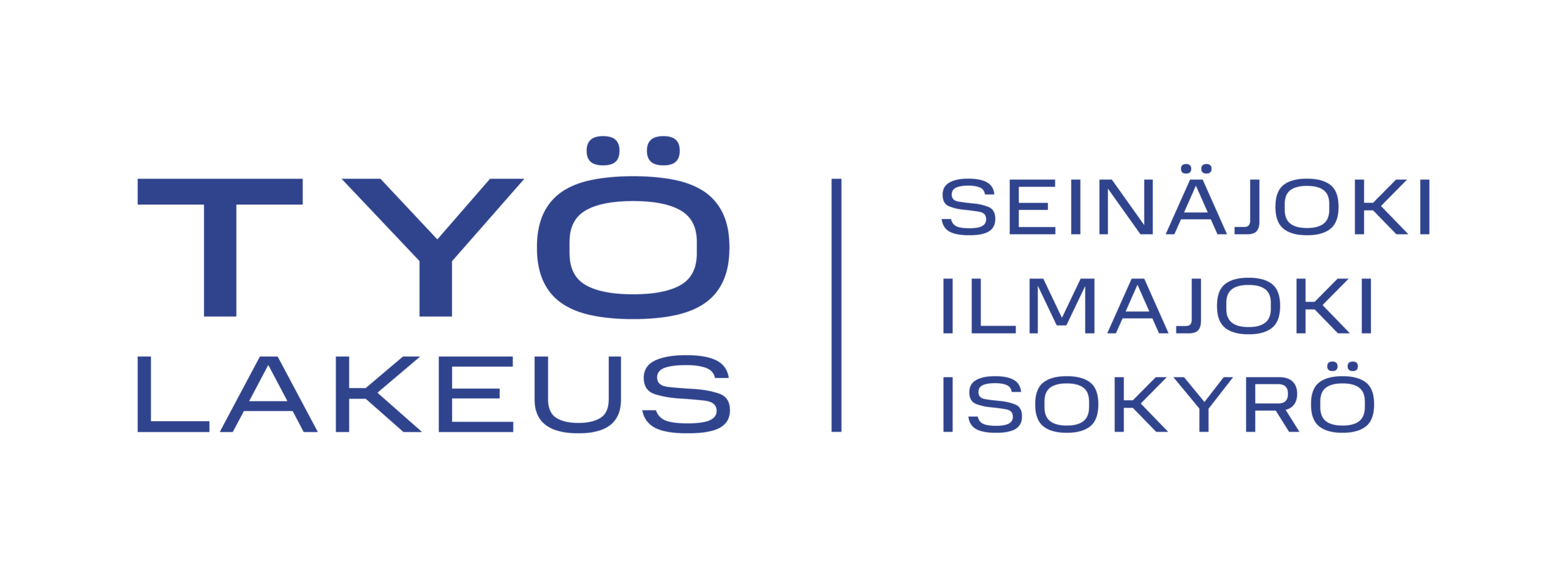 Työ Lakeus -logo, jossa mainitaan Seinäjoki, Ilmajoki ja Isokyrö. Tekstit sinisellä.